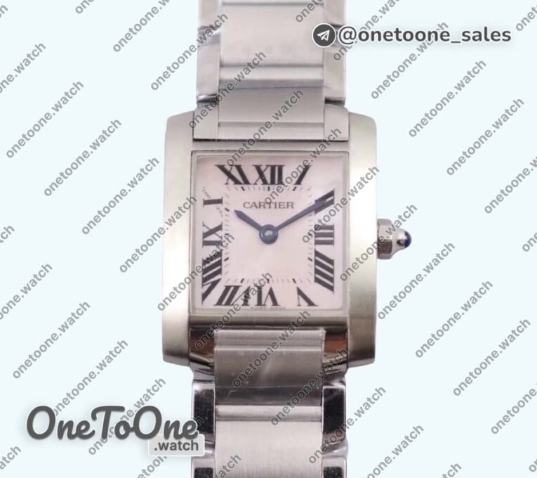 Реплика часов Cartier Tank Francaise Ladies 25mm Stainless steel Top-tier Копия один в один MOP Dial on Stainless steel Bracelet Ronda Quartz
