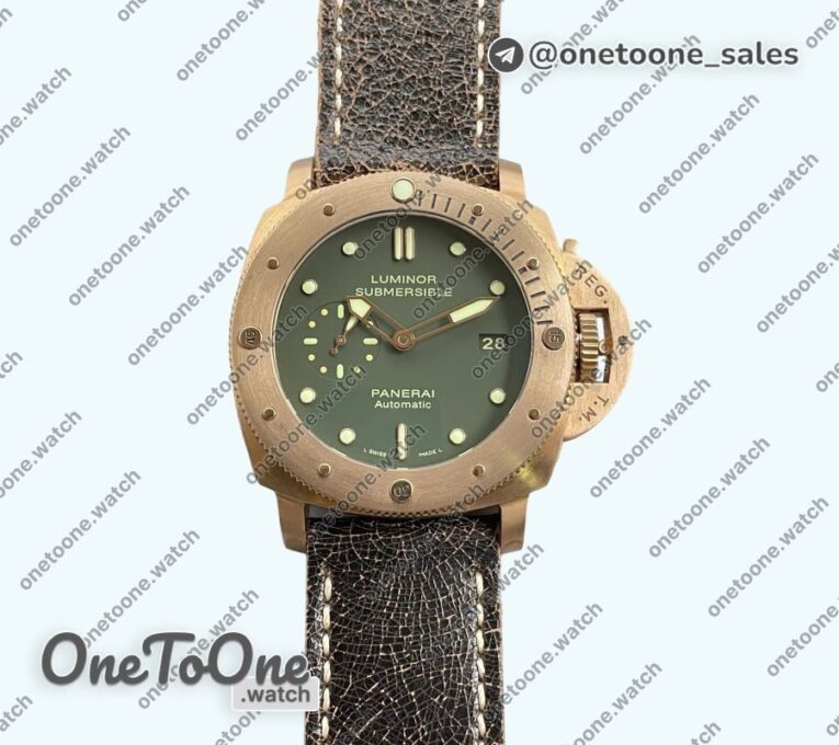 Реплика часов Panerai PAM382 N Bronzo Top-tier Копия один в один on Brown Distressed Calfskin Strap P.9000 V2