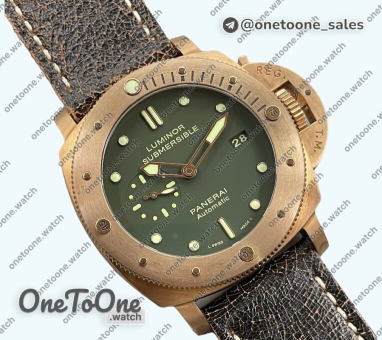 Реплика часов Panerai PAM382 N Bronzo Top-tier Копия один в один on Brown Distressed Calfskin Strap P.9000 V2
