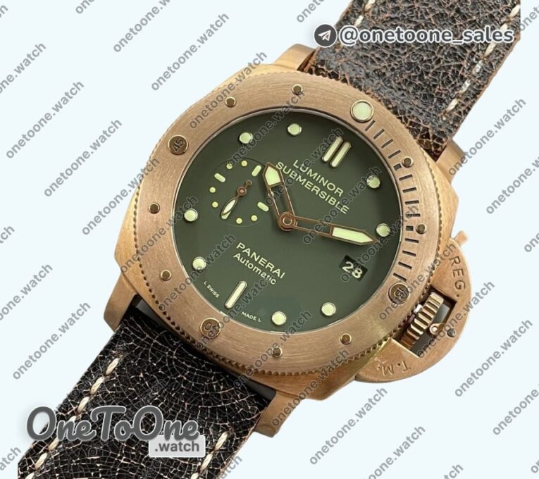 Реплика часов Panerai PAM382 N Bronzo Top-tier Копия один в один on Brown Distressed Calfskin Strap P.9000 V2