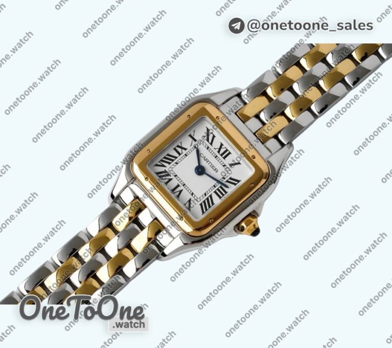Реплика часов Cartier Panthère Top-tier Копия один в один Yellow gold/Stainless steel White Dial on Yellow gold/Stainless steel Bracelet Ronda Quartz