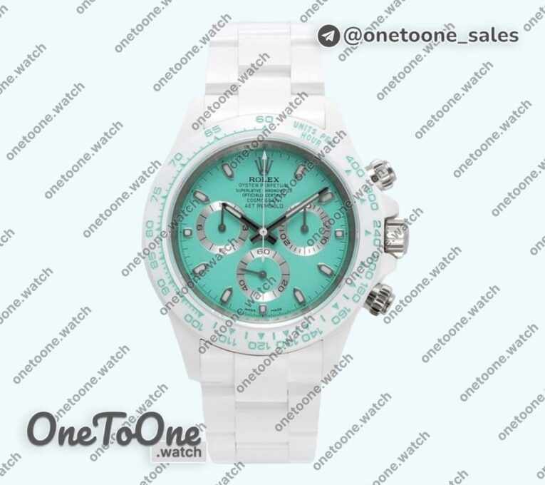 Реплика часов Rolex Daytona AET Top-tier Копия один в один Biscay Green Dial White Nano Ceramic Case and Bracelet