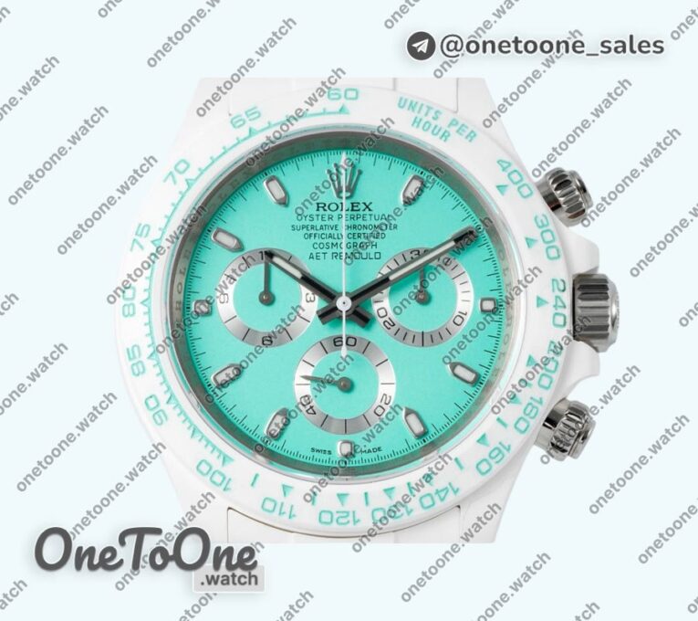 Реплика часов Rolex Daytona AET Top-tier Копия один в один Biscay Green Dial White Nano Ceramic Case and Bracelet