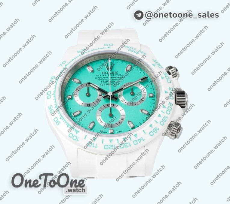 Реплика часов Rolex Daytona AET Top-tier Копия один в один Biscay Green Dial White Nano Ceramic Case and Bracelet