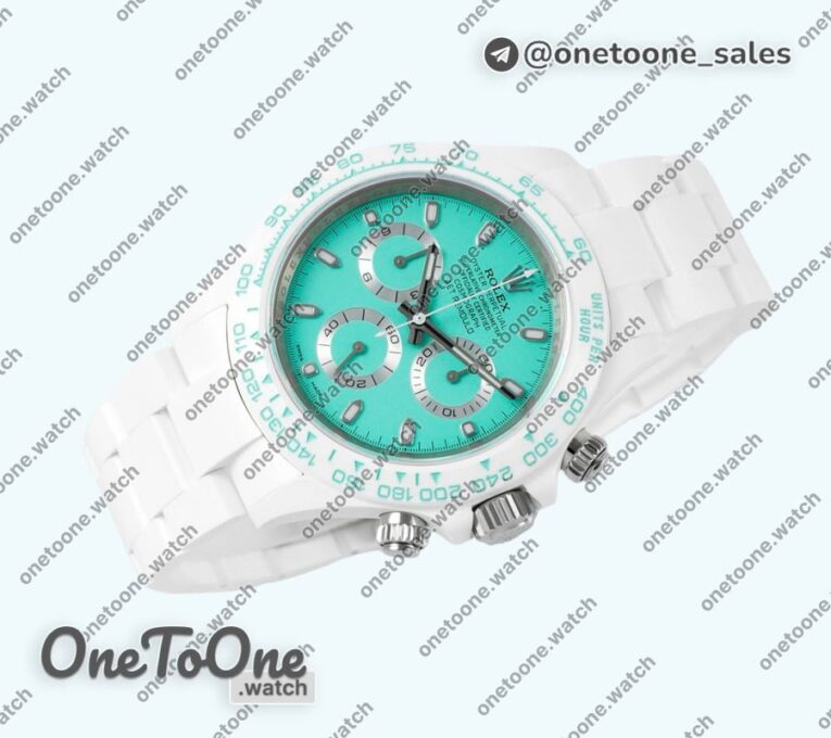 Реплика часов Rolex Daytona AET Top-tier Копия один в один Biscay Green Dial White Nano Ceramic Case and Bracelet