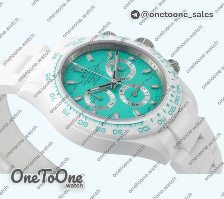 Реплика часов Rolex Daytona AET Top-tier Копия один в один Biscay Green Dial White Nano Ceramic Case and Bracelet