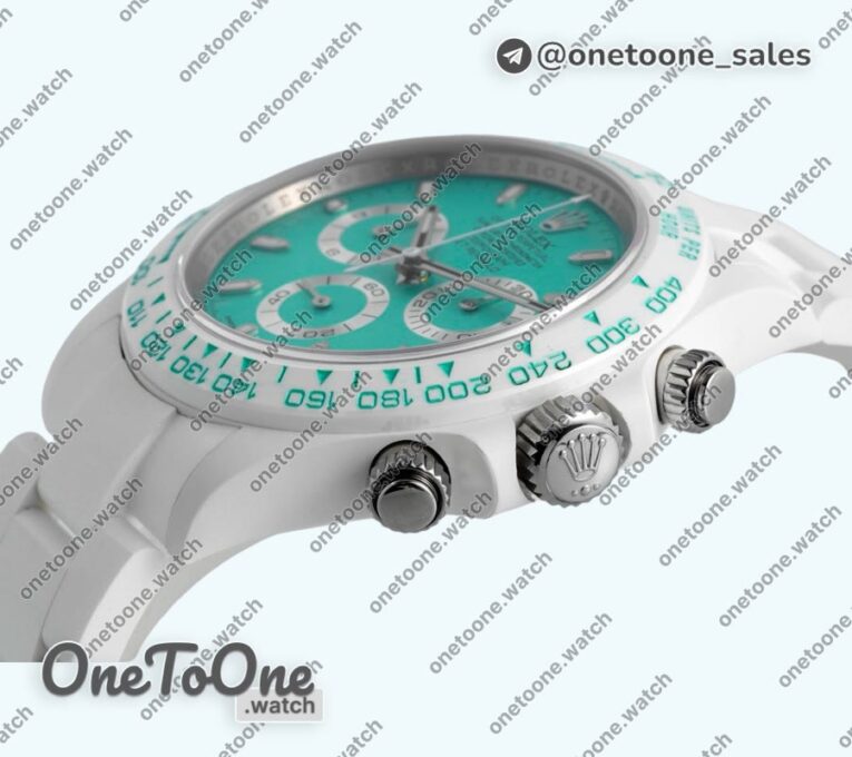 Реплика часов Rolex Daytona AET Top-tier Копия один в один Biscay Green Dial White Nano Ceramic Case and Bracelet