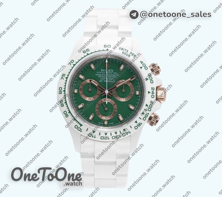 Реплика часов Rolex Daytona AET Top-tier Копия один в один Green Dial White Nano Ceramic Case and Bracelet