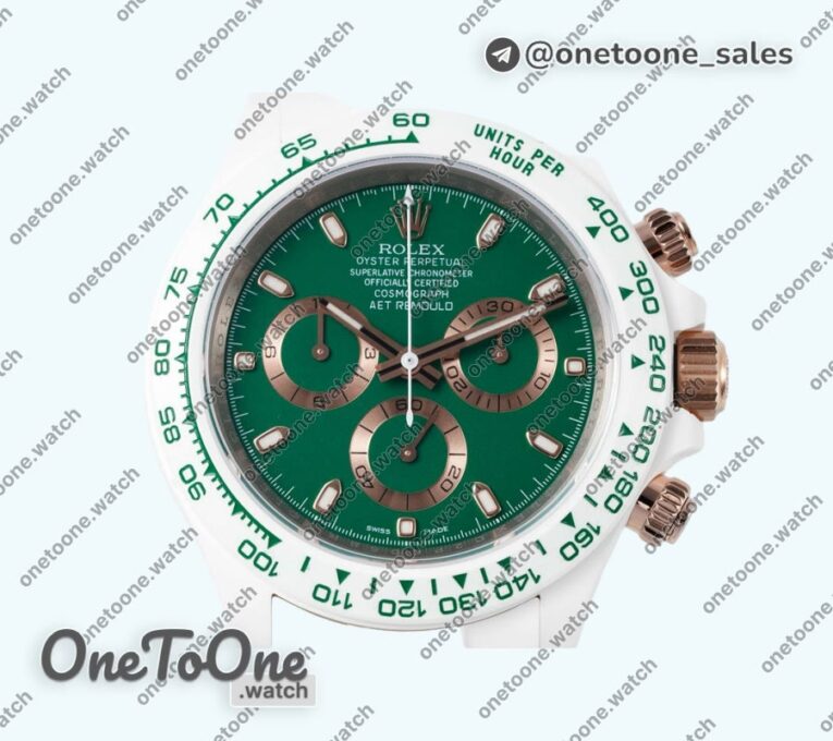 Реплика часов Rolex Daytona AET Top-tier Копия один в один Green Dial White Nano Ceramic Case and Bracelet