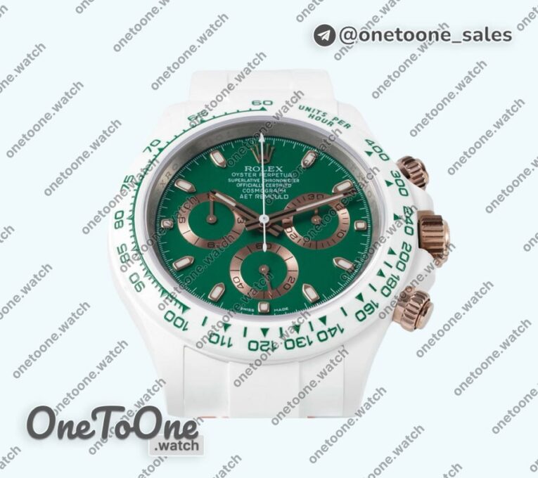Реплика часов Rolex Daytona AET Top-tier Копия один в один Green Dial White Nano Ceramic Case and Bracelet