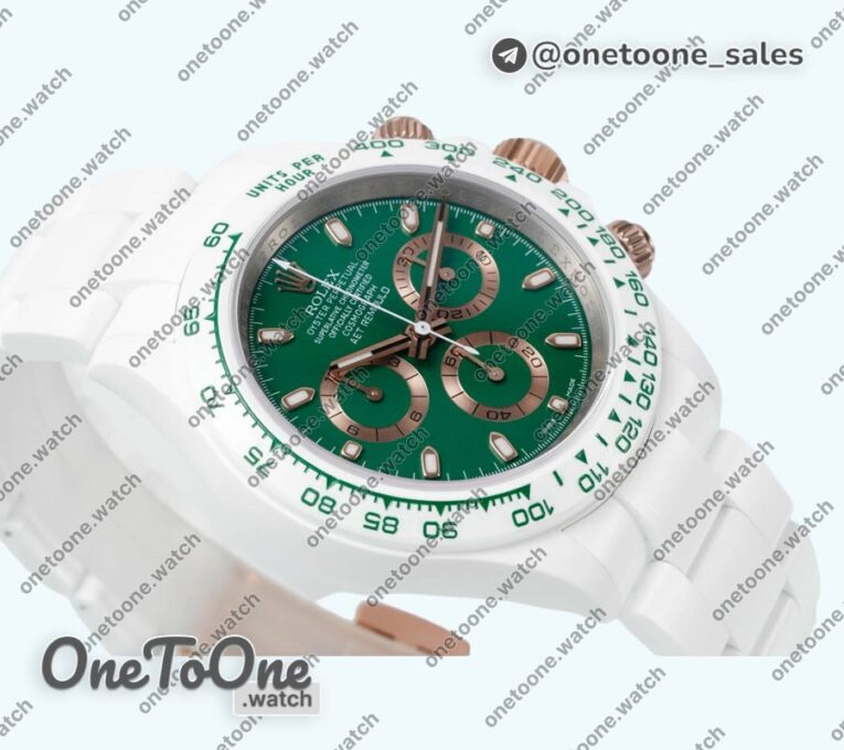 Реплика часов Rolex Daytona AET Top-tier Копия один в один Green Dial White Nano Ceramic Case and Bracelet