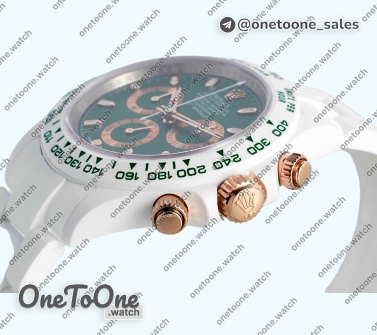 Реплика часов Rolex Daytona AET Top-tier Копия один в один Green Dial White Nano Ceramic Case and Bracelet