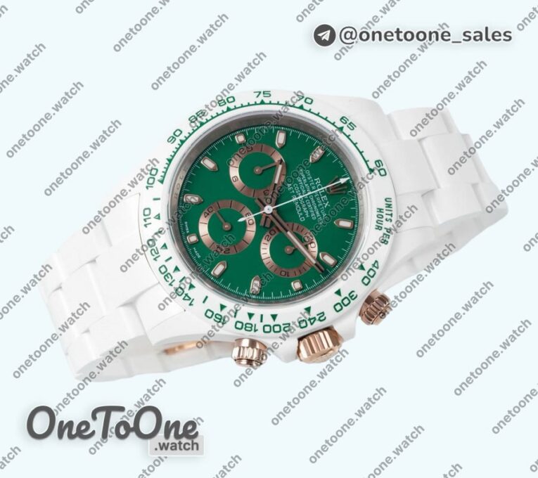 Реплика часов Rolex Daytona AET Top-tier Копия один в один Green Dial White Nano Ceramic Case and Bracelet