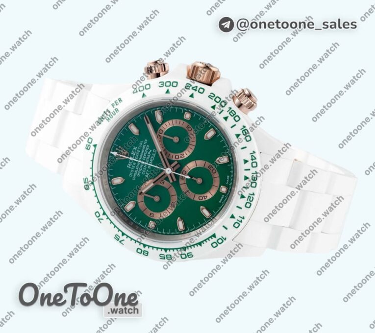 Реплика часов Rolex Daytona AET Top-tier Копия один в один Green Dial White Nano Ceramic Case and Bracelet