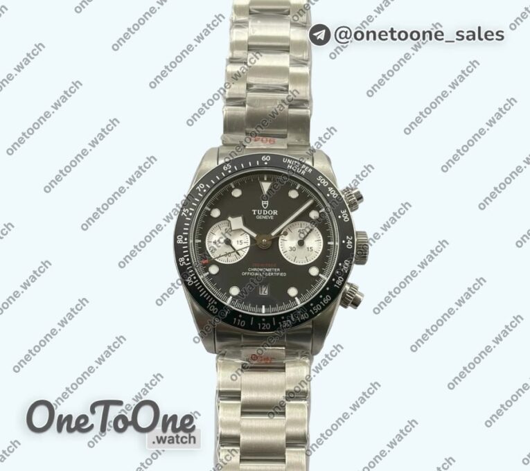 Реплика часов Tudor Black Bay Chrono Stainless steel Top-tier Копия один в один Black Dial on Stainless steel Bracelet TWS