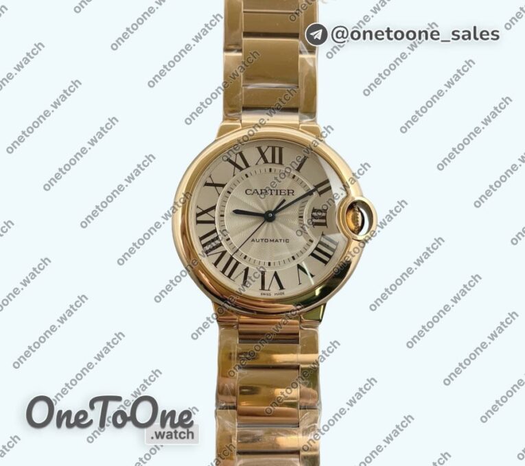 Реплика часов Cartier Balon Bleu Cartier 36mm Rose gold White Textured Dial Roman Bracelet Japan NH55