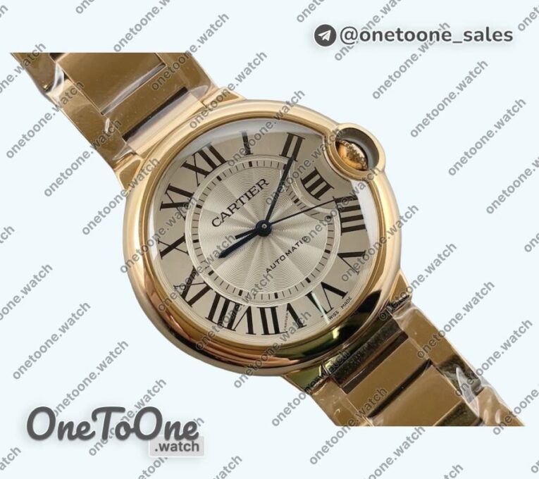Реплика часов Cartier Balon Bleu Cartier 36mm Rose gold White Textured Dial Roman Bracelet Japan NH55
