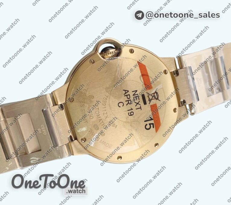 Реплика часов Cartier Balon Bleu Cartier 36mm Rose gold White Textured Dial Roman Bracelet Japan NH55
