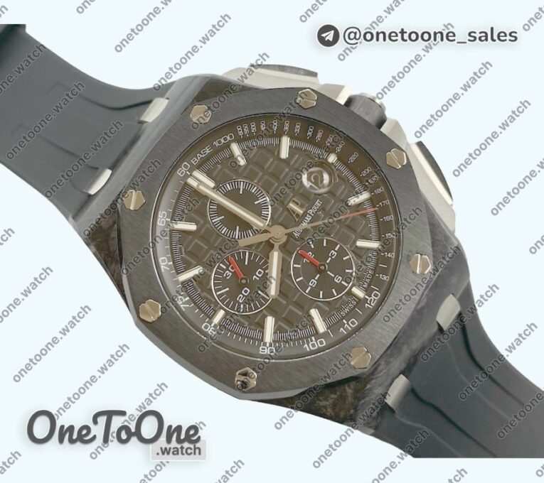 Реплика часов Audemars Piguet Royal Oak Offshore 44mm Carbon Case Top-tier Копия один в один Black Dial Rubber Strap
