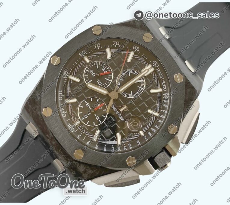 Реплика часов Audemars Piguet Royal Oak Offshore 44mm Carbon Case Top-tier Копия один в один Black Dial Rubber Strap