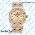 Реплика часов Audemars Piguet Royal Oak Lady 33mm Rose gold Top-tier Копия один в один Rose gold Dial Diamonds Bezel Rose gold Bracelet ETA Quartz