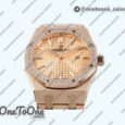 Реплика часов Audemars Piguet Royal Oak Lady 33mm Rose gold Top-tier Копия один в один Rose gold Dial Diamonds Bezel Rose gold Bracelet ETA Quartz