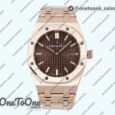 Реплика часов Audemars Piguet Royal Oak Lady 33mm Rose gold Top-tier Копия один в один Brown Dial Rose gold Bracelet ETA Quartz