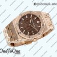 Реплика часов Audemars Piguet Royal Oak Lady 33mm Rose gold Top-tier Копия один в один Brown Dial Rose gold Bracelet ETA Quartz
