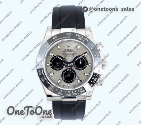 Реплика часов Rolex Daytona 116519 904l Stainless steel Grey Dial Rubber Asia 7750