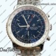 Реплика часов Breitling Navitimer Chronograph 41mm Stainless steel Case Blue Dial Bracelet KOR Asia 7750