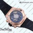 Реплика часов Hublot Hublot Big Bang Unico 42mm Rose gold Top-tier Копия один в один Blue Skeleton Dial on Blue Rubber Strap
