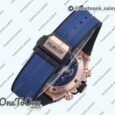 Реплика часов Hublot Hublot Big Bang Unico 42mm Rose gold Top-tier Копия один в один Blue Skeleton Dial on Blue Rubber Strap