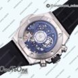 Реплика часов Hublot Hublot Big Bang Unico 42mm Titanium/Ceramic Bezel Top-tier Копия один в один Blue Skeleton Dial on Blue Rubber Strap