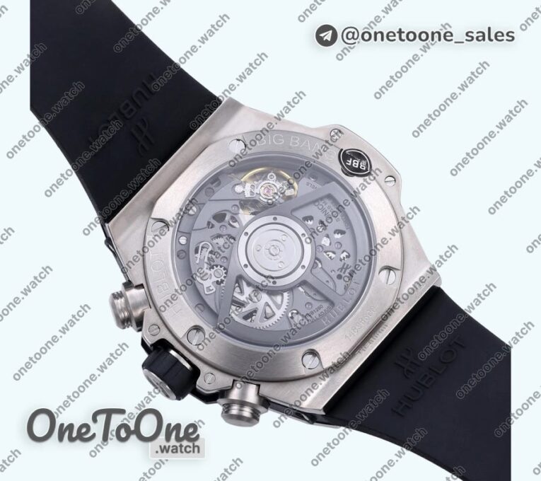 Реплика часов Hublot Hublot Big Bang Unico 42mm Titanium Top-tier Копия один в один Black Skeleton Dial on Black Rubber Strap