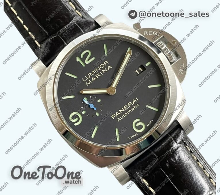 Реплика часов Panerai PAM1312 W Top-tier Копия один в один Black Dial on Black Leather Strap P.9010 Clone