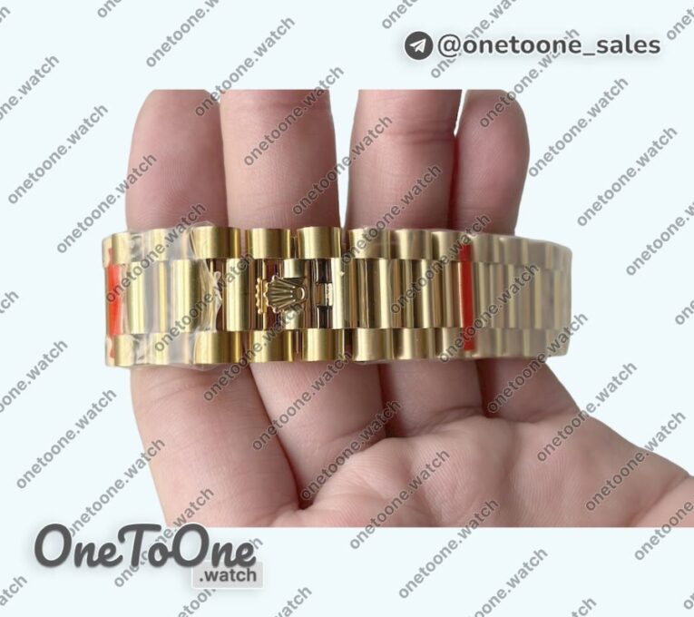 Реплика часов Rolex DayDate 40 Yellow gold Case Увеличенный вес Black Dial Stick Marker President Bracelet G