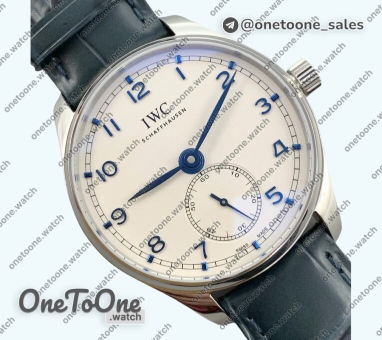 Реплика часов Iwc Portuguese IW358304 Top-tier Копия один в один Stainless steel White Dial Blue Markers Blue Leather Strap