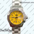 Реплика часов Breitling Avenger Automatic 43mm Stainless steel Top-tier Копия один в один Yellow Dial on Stainless steel Bracelet