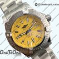 Реплика часов Breitling Avenger Automatic 43mm Stainless steel Top-tier Копия один в один Yellow Dial on Stainless steel Bracelet