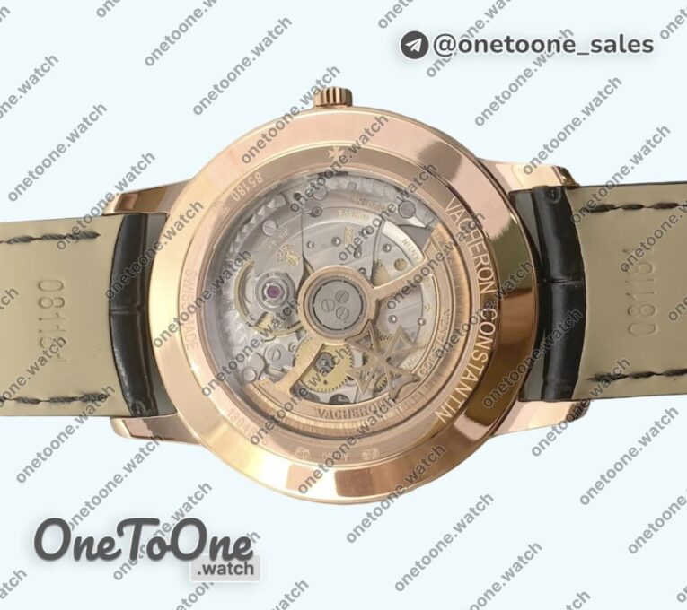 Реплика часов Vacheron Constantin Patrimony Date Rose gold Top-tier Копия один в один Blue Dial Leather Strap MIYOTA 9015