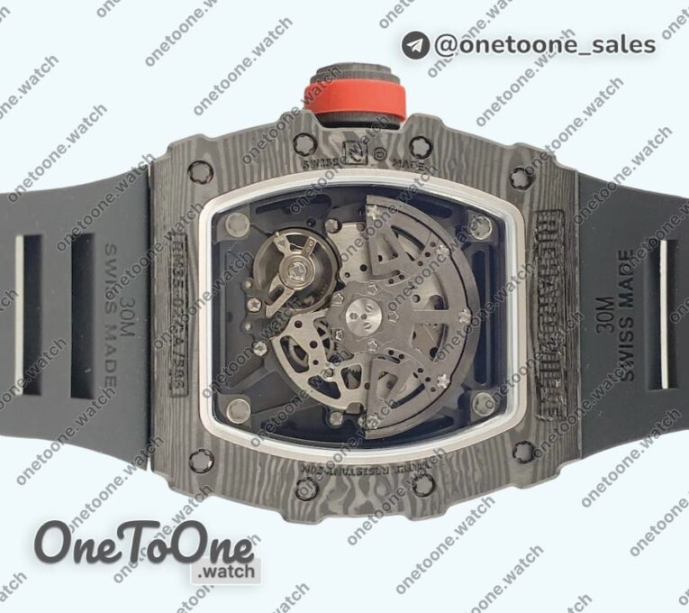 Реплика часов Richard Mille 35-02 Rafael Nadal Limited Edition Forged Carbon Case Skeleton Dial Rubber Strap
