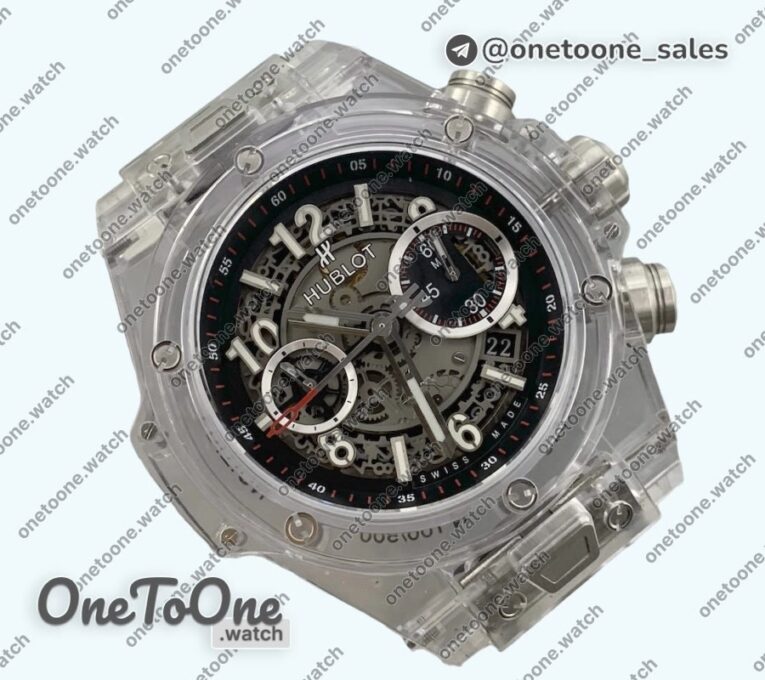 Реплика часов Hublot Big Bang Unico Sapphire 45mm Skele Rubber Strap Asia 7750