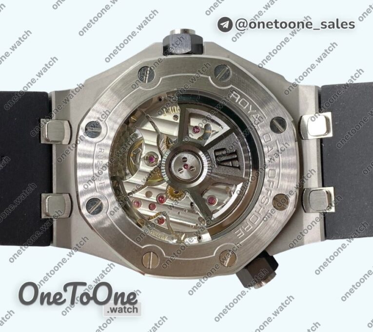 Реплика часов Audemars Piguet Royal Oak Offshore Diver 15720 Top-tier Копия один в один Black Dial on Black Rubber Strap