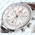 Реплика часов Breitling Navitimer B01 Chrono 43mm Stainless steel White Dial Leather Strap BLS