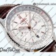 Реплика часов Breitling Navitimer B01 Chrono 43mm Stainless steel White Dial Leather Strap BLS