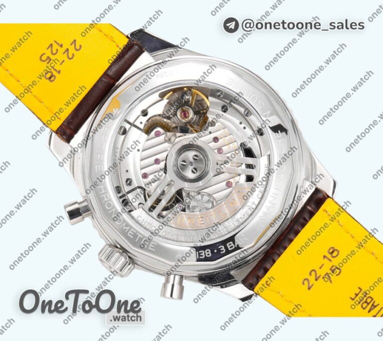 Реплика часов Breitling Navitimer B01 Chrono 43mm Stainless steel White Dial Leather Strap BLS
