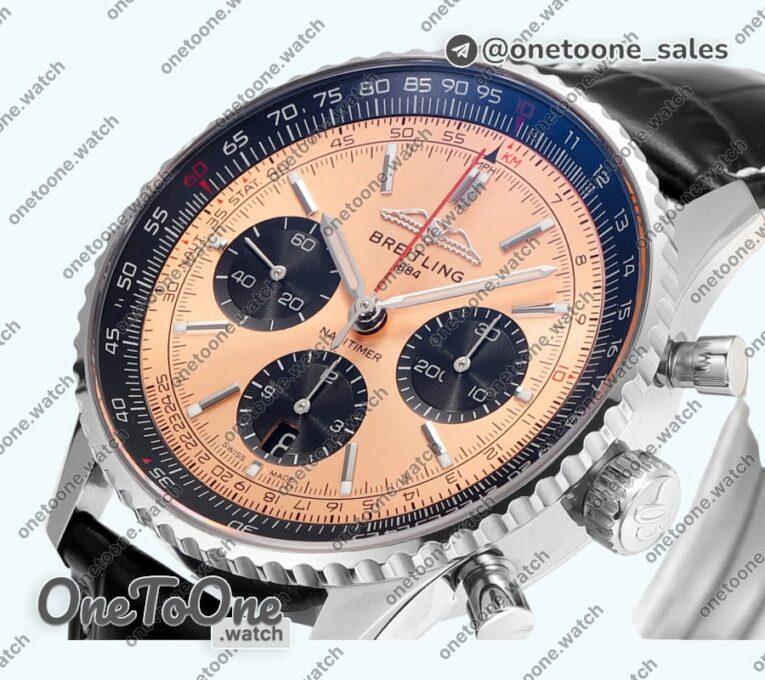 Реплика часов Breitling Navitimer B01 Chrono 43mm Stainless steel Brown Dial Leather Strap BLS
