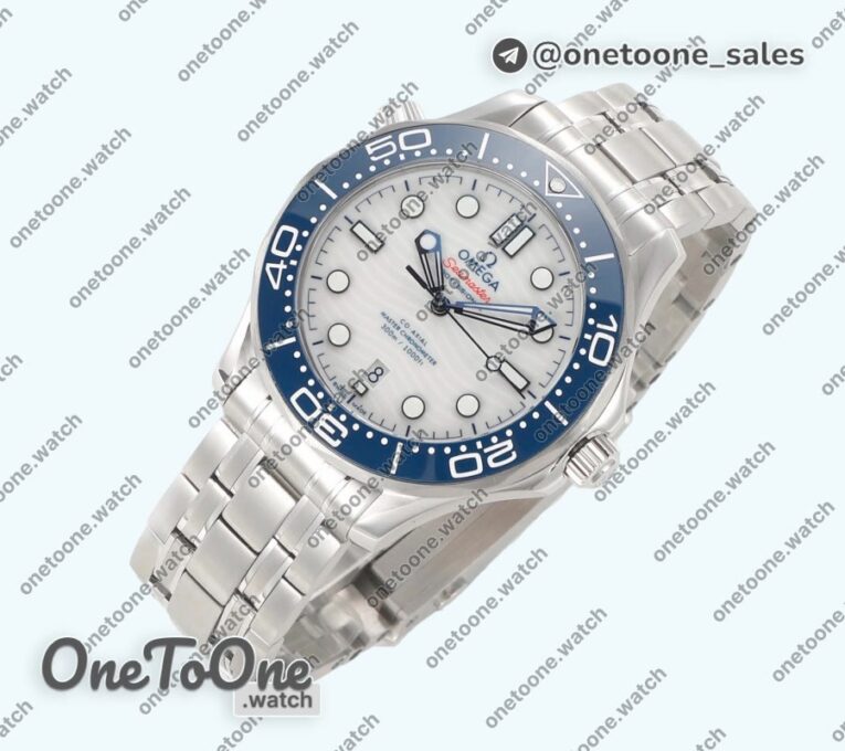 Реплика часов Omega Seamaster Diver 300M Tokyo 2020 Top-tier Копия один в один Blue Ceramic Bezel White Dial Bracelet