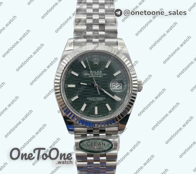 Реплика часов Rolex DateJust 41 126334 Top-tier Копия один в один 904L Steel Green Texuted Dial on Jubilee Bracelet