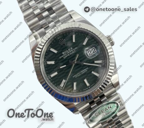 Реплика часов Rolex DateJust 41 126334 Top-tier Копия один в один 904L Steel Green Texuted Dial on Jubilee Bracelet